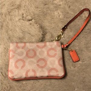 Coach Pink and Cream Patterned Wristlet